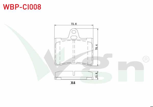 WGN WBP-CI008 | Fren Balata Arka Citroen C5 II 1.6 HDI 2004-2008 / C5 II 2.0 2004-2008 / C5 II 2.0 HDI 2004-2008 / C5 I 2.0 HDI 2001-2004 / C5 II 1.6 Thp 2004-2008 / C5 III 1.6 HDI 2008-2015 / C5 III 2.0 HDI 2008-2015