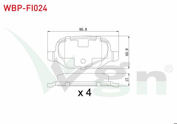 WGN WBP-FI024 | Fren Balata Arka Fiat Linea 1.6 Mjt 2007-/ Linea 1.4 T-Jet 2007-/ Alfa Romeo 147 (937) 1.6 2001-2010 / 147 (937) 1.9 JTD 2001-2010