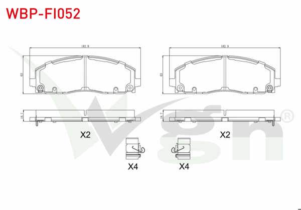 WGN WBP-FI052 | Fren Balata Ikazlı On Fiat Freemont (Jf) 2.0 Mjt 2011 -