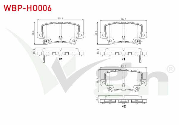 WGN WBP-HO006 | Fren Balata Arka Ikazlı Honda Civic VIII 1.4 2005-2012 / Honda Civic VIII 1.8 2005-2012