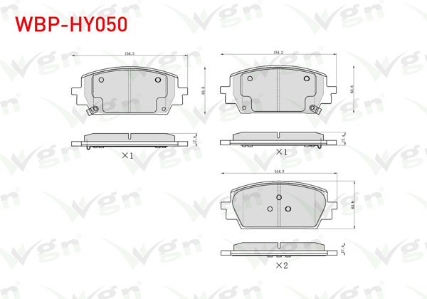 WGN WBP-HY050 | Fren Balata Ön Ikazlı Hyundai Santa Fe 1.6 T-GDI-2.2 CRDI 2020-/ Kia Sorento 2.2 CRDI 2020 -