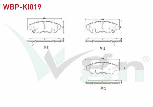 WGN WBP-KI019 | Fren Balata Ikazlı On Kia Sportage (K00) 2.0İ 16.00mm 1994-2004