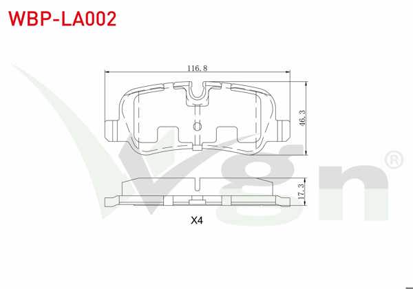 WGN WBP-LA002 | Fren Balata Arka Land Rover Rangerover III 3.0 TD 6 2002-2012 / Land Rover Discovery (Taa) 2.7 TD 2004-2010