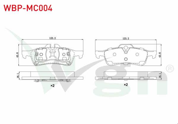 WGN WBP-MC004 | Fren Balata Arka Mini (R50,R53) Cooper 1.6 16.10mm 2001-2006