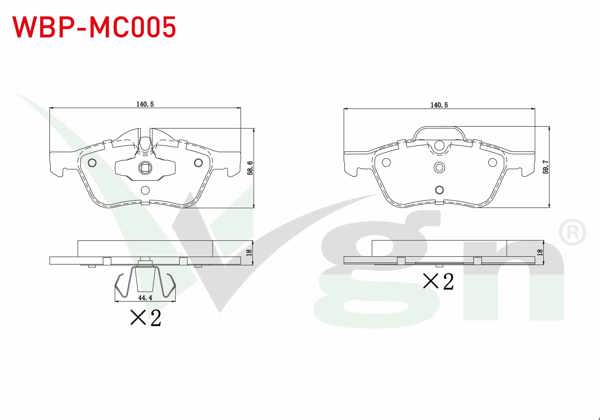 WGN WBP-MC005 | Fren Balata Ön Mini Mını (R50,R53) Cooper 1.6 18.30mm 2001-2006