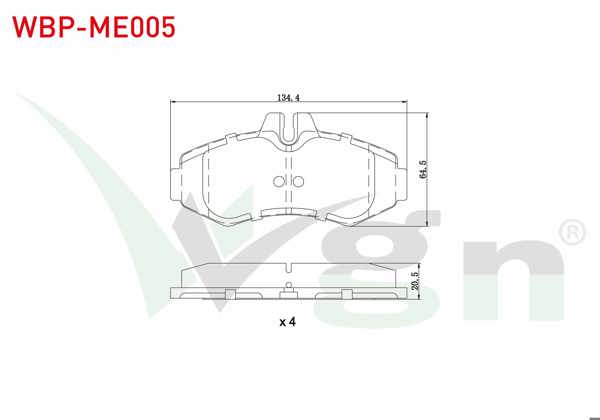 WGN WBP-ME005 | Fren Balata Ön Mercedes Vito (638) 108 CDI 1997-2003 / Vito (638) 110 CDI 1997-2003