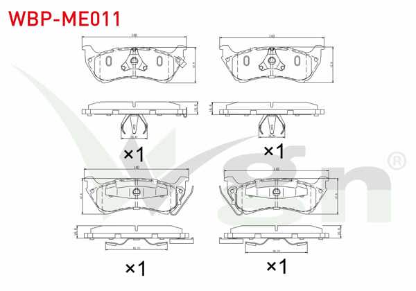 WGN WBP-ME011 | Fren Balata Arka Ikazlı Mercedes M Class (W163) Ml 320 1998-2005 / M Class (W163) Ml 270 CDI 1998-2005