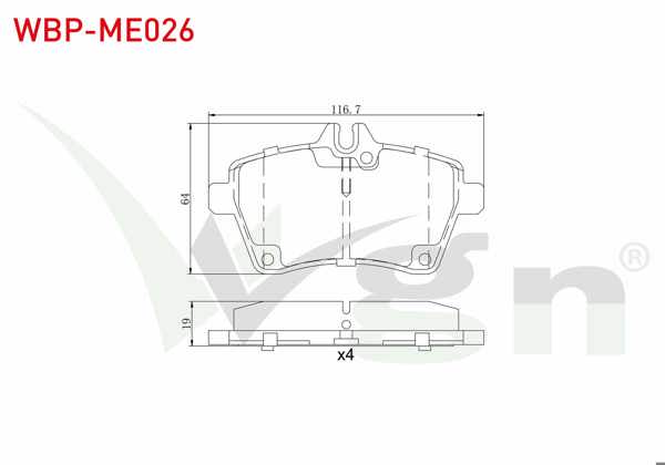 WGN WBP-ME026 | Fren Balata Ön Mercedes A Serisi A 200 2004-2012 / A 150 2004-2012 / A 160 CDI 2004-2012 / A 170 CDI 2004-2012 / B Serisi B 200 CDI 2005-2011 / B 150 2005-2011 / B 160 2005-2011 / B 180 2005-2011