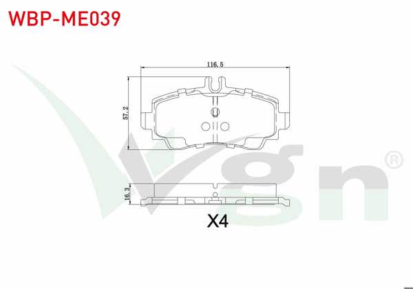 WGN WBP-ME039 | Fren Balata Ön Mercedes A Serisi (W168) A 160 1997-2004 / (W168) A 170 CDI 1997-2004
