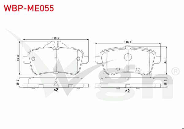 WGN WBP-ME055 | Fren Balata Arka Mercedes M Serisi (W166) Ml 250 CDI 2011 -