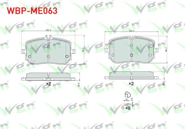 WGN WBP-ME063 | Fren Balata Ön Mercedes A 180 D-200 (W177) 2018-/ CLA 180 D-200 (C118) 2019 -