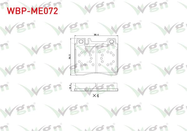 WGN WBP-ME072 | Fren Balata Ön Mercedes S Serisi (W140) S 320 1991-1998 / S Serisi (W140) S 300 1991-1998