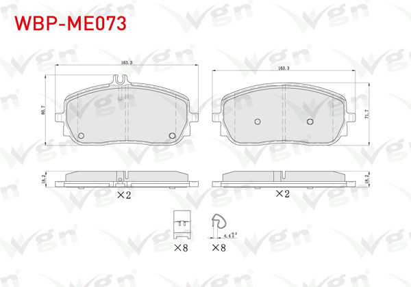WGN WBP-ME073 | Fren Balata Ön Ikazlı Mercedes A Serisi (W177) 2018-/ CLA (C118) 2019 -