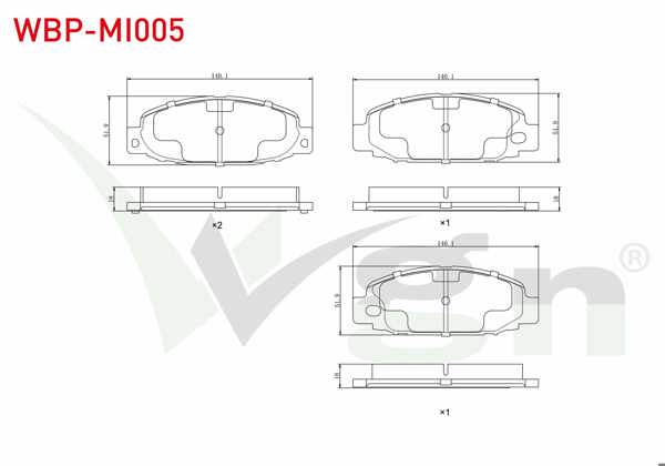 WGN WBP-MI005 | Fren Balata Ön Mitsubishi Canter Fuso Fe519 3.0 2006 -
