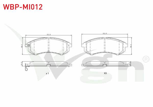 WGN WBP-MI012 | Fren Balata Ön Mitsubishi L 200 (K7t,K6t) 2.5 TD 4Wd 1996-2007