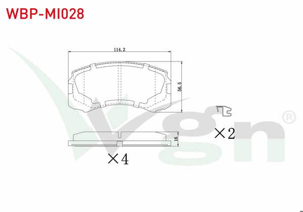 WGN WBP-MI028 | Fren Balata Ön Mitsubishi Lancer (Csw) 1.6 15.5mm 2003-2008