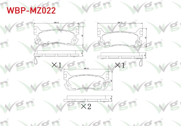 WGN WBP-MZ022 | Fren Balata Arka Ikazlı Mazda 323 V 1.5İ 16V-1.8İ 16V 1994-1998 / Mx-5 I 1.6İ 16V-1.8 1990-1998