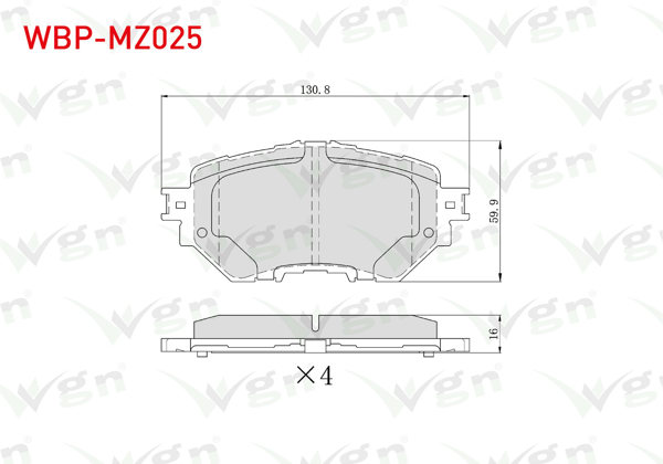WGN WBP-MZ025 | Fren Balata Ön Mazda 3 (Bm, Bn) 1.5-1.6 2019 -