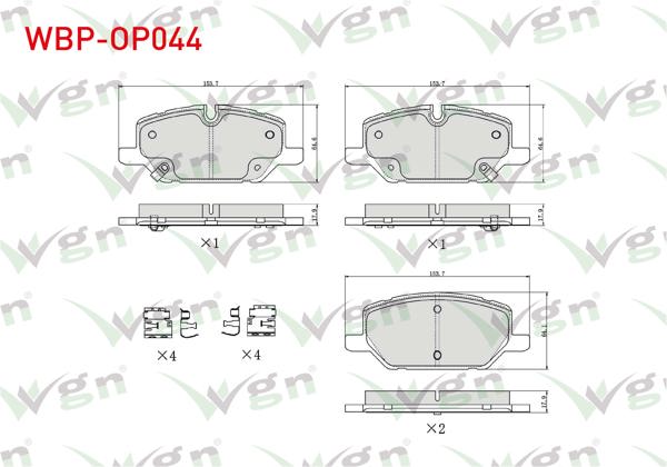 WGN WBP-OP044 | Fren Balata Ön Ikazlı Opel Insignia B 1.5T-1.6 CDTI-2.0 CDTI-2.0T 17 Jant 2017 -