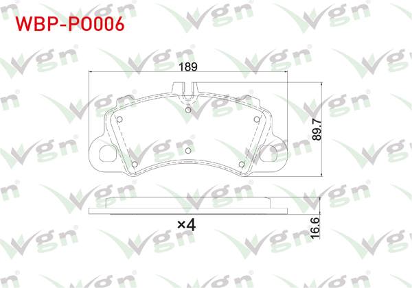 WGN WBP-PO006 | Fren Balata Ön Porsche Macan (95B) 2014-/ Cayenne (9Ya) 2.9 3.0 4.0 2017-/ Cayenne Coupe (9Yb) 4.0 2019 -