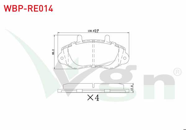 WGN WBP-RE014 | Fren Balata Ön Renault Master II (Fd) 2.5 D 1998-2010 / Master II 2.8 Dtı 1998-2010 / Opel Movano A 1.9 Dtı 2001-2010 / Movano A 2.5 D 2001-2010