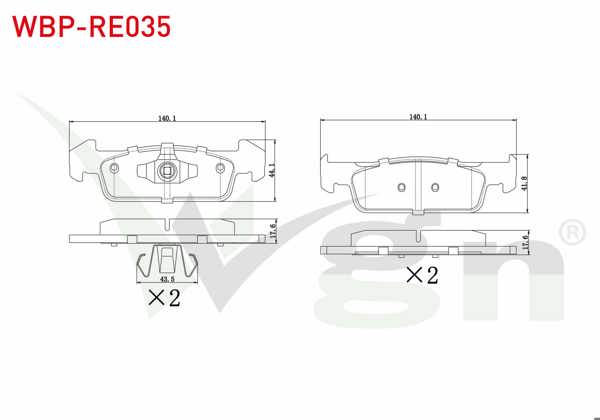 WGN WBP-RE035 | Fren Balata Ön Dacia Logan II 1.5 DCI 2012-/ Logan II 1.2 2012-/ Sandero II 1.2 2013-/ Sandero II 1.5 DCI 2013-/ Renault Twingo III 1.0 Sce 70 2014 -