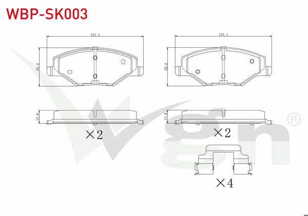 WGN WBP-SK003 | Fren Balata Ön Skoda Fabia II 1.2 2006-2015 / 1.2 TSI 2006-2015 / 1.4 2006-2015 / 1.6 2006-2015