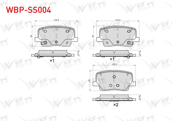 WGN WBP-SS004 | Fren Balata Arka Ikazlı Ssangyong Rexton 2.0 E-Xdı W-2.7 Xdı 2017 -