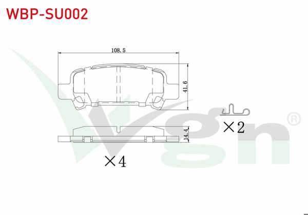 WGN WBP-SU002 | Fren Balata Arka Subaru Forester (Sg) 2.0İ 14.50mm 2002-2007