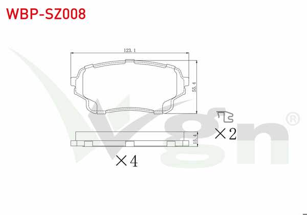 WGN WBP-SZ008 | Fren Balata Ön Suzuki Grand Vitara II (Jt) 2.0İ 2005-/ Suzuki Grand Vitara II (Jt) 1.6 Vvt-I 2005-/ Suzuki Grand Vitara II (Jt) 1.9 Ddıs 2005 -