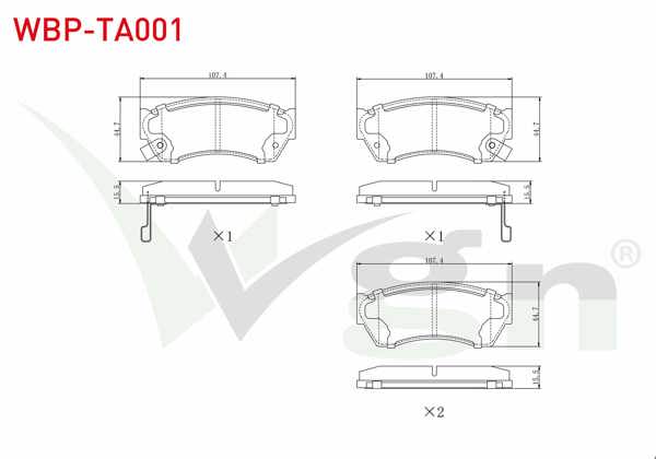 WGN WBP-TA001 | Fren Balata Ön Ikazlı Tata Indıgo 1.4 D 2003-/ 1.4 2003-/ Suzuki Swift II 1.3İ 1989-2004 / 1.0İ 1989-2004 / Alto III (Ef) 1.0 1994-2002 / Nissan Sunny II (N13) 1.6İ 1986-1991