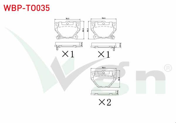 WGN WBP-TO035 | Fren Balata Arka Ikazlı Toyota Yaris (_Cp10) 1.0İ 1999-2005 / Yaris (_Cp10) 1.3İ 1999-2005 / Yaris (_Cp10) 1.5 Vvt-I 1999-2005 / Yaris (_Cp10) 1.4 D-4D 1999-2005