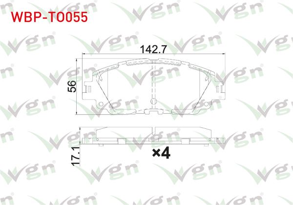 WGN WBP-TO055 | Fren Balata Ön Toyota Rav 4 V (_A5_, _H5_) 2.5 Hybrid 2018 -