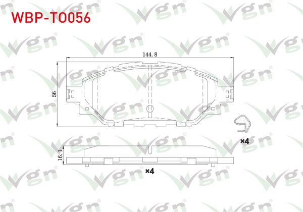 WGN WBP-TO056 | Fren Balata Ön Toyota Hı-Lux VIII Revo (N1) Pick Up 2.4 D 4X4 Espsız 2015 -