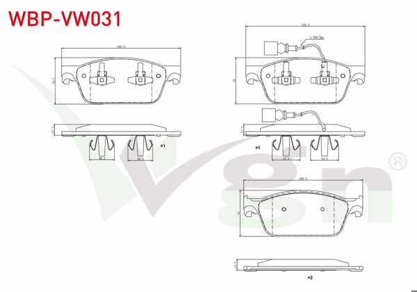 WGN WBP-VW031 | Fren Balata Ön Fişli Volkswagen Transporter VI 2.0 TDI 102 Hp 2009-/ Transporter VI 2.0 TDI Bıtdı 180 Hp 2009-/ Transporter VI 2.0 TDI 140 Hp 2009 -