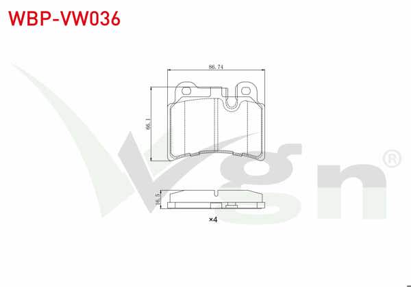 WGN WBP-VW036 | Fren Balata Arka Volkswagen Touareg (7La,7L6,7L7) 3.0 V6 TDI 2002-2010 / Touareg 3.2İ V6 2002-2010 / Touareg 5.0 V10 TDI 2002-2010