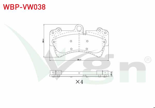 WGN WBP-VW038 | Fren Balata Ön Volkswagen Touareg 3.0 V6 TDI 2002-2010 / Audi Q7 3.0 TFSI 2006-2015 / Q7 3.2İ V6 2006-2015 / Porsche Cayenne 3.0 TDI 2002-2010 / Cayenne 3.2İ 2002-2010 / Cayenne 3.6İ 2002-2010