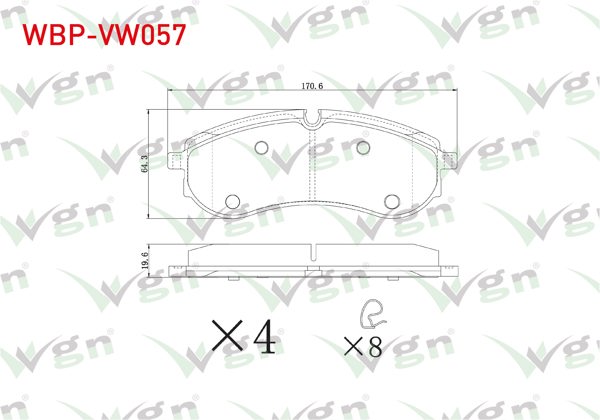 WGN WBP-VW057 | Fren Balatası Arka Tek Teker Volkswagen Crafter (Syı,Syj) (Sy_,Sx_) 2.0 TDI 2016-/ Man Tge (Uz_) 2.0 TDI 2016 -