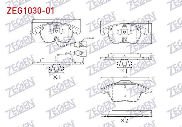 ZEGEN ZEG1030-01 | Fren Balata Ön Fişli VW Golf V 1.4 TSI 2003-2009 / Jetta IV 1.6 TDI 2011-/ Scirocco 1.4 TSI 2008-/ Caddy III 2.0 TDI 2004-2015 / Leon 1.4 TSI 2005-2012 / Yeti 1.2 TSI 2009-/ Superb 1.9 TDI 2002-2010