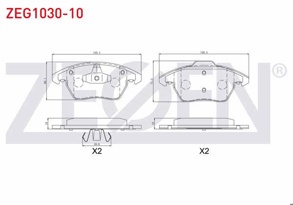 ZEGEN ZEG1030-10 | Fren Balata Ön Peugeot 307 (3A / C) 2.0İ 2000-2007 / 307 (3A / C) 2.0 HDI 2000-2007 / 207 (Wa,Wc) 1.4 HDI 2006-2012 / Citroen C4 (Lc) 2.0 2004-2009