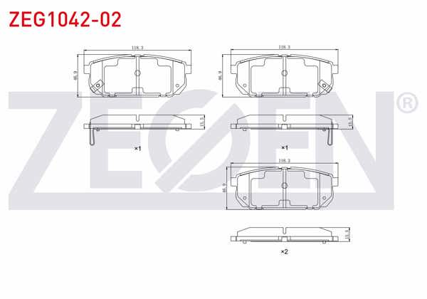 ZEGEN ZEG1042-02 | Fren Balata Arka Ikazlı Kia Sorento I (Jc) 2.4İ 2002-2009 / Kia Sorento I (Jc) 2.5 CRDI 2002-2009