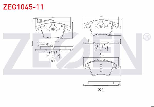 ZEGEN ZEG1045-11 | Fren Balata Ön Fişli Volkswagen Transporter V 1.9 TDI 2003-2011 / Transporter V 2.5 TDI 2003-2011 / Transporter VI 2.0 TDI 2009-/ Transporter VI 2.0 TDI Bıtdı 2009 -