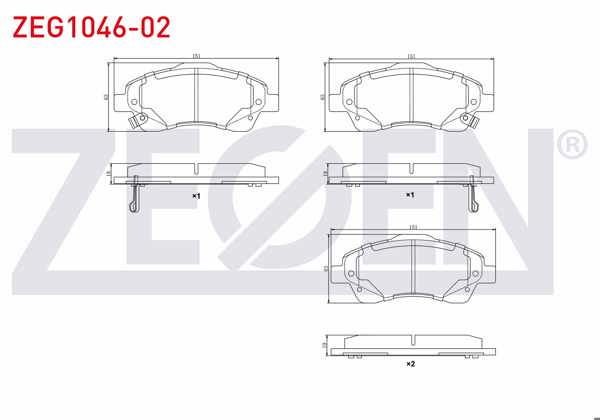 ZEGEN ZEG1046-02 | Fren Balata Ön Ikazlı Toyota Avensis (T25) 1.6 Vvt-I 2003-2008 / Toyota Avensis (T25) 1.8 2003-2008 / Toyota Avensis (T25) 2.0 D-4D 2003-2008