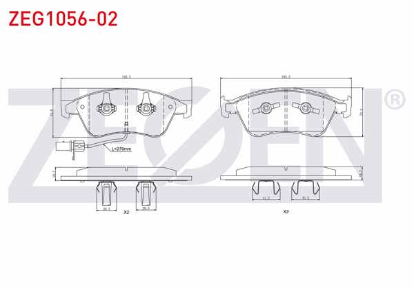 ZEGEN ZEG1056-02 | Fren Balata Ön Fişli Audi A8 (4E_) 3.0 TFSI 2003-2010 / Audi A8 (4E_) 4.2 V8 TDI 2003-2010 / Audi A8 (4E_) 3.7 2003-2010