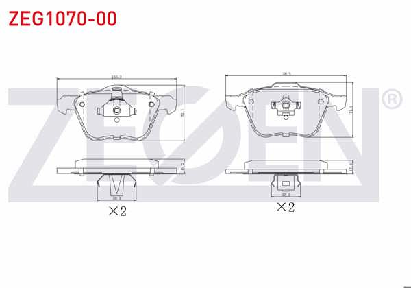 ZEGEN ZEG1070-00 | Fren Balata Ön Volvo Xc90 I 2.5 T 2002-2014 / Xc90 I 3.2İ 2002-2014 / Xc90 I D3 2002-2014 / S40 II T5 2004-2012 / S40 II 1.6İ 2004-2012 / S40 II 2.0İ 2004-2012 / C70 II 2.4İ 2006 -