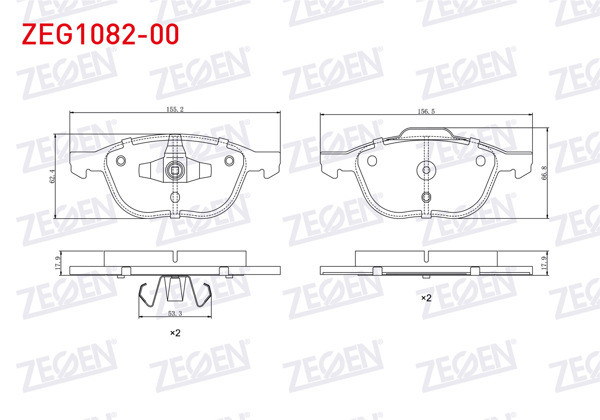 ZEGEN ZEG1082-00 | Fren Balata Ön Ford Focus II 1.6İ 2004-2011 / Focus II 1.6 TDCI 2004-2011 / C-Max I 1.6 TDCI 2007-2011 / Focus III 1.6 TDCI 2011-2015 / Kuga I 1.6 2008-2013 / Mazda 3 1.4İ 2003-2009 / S40 II 1.6İ 2004-2012