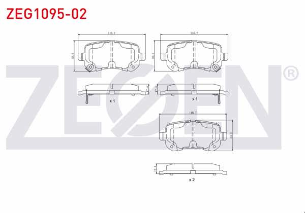 ZEGEN ZEG1095-02 | Fren Balata Arka Ikazlı Fiat Freemont (Jf) 2.0 Mjt 170 Hp 2011-/ Chrysler G.Voyager 3.3İ 2008-/ Jeep Wrangler III 2.8 CRDI 2007-/ Dodge Nitro 2.8 Crd 2007-/ Dodge Journey 2.0 Crd 2008 -