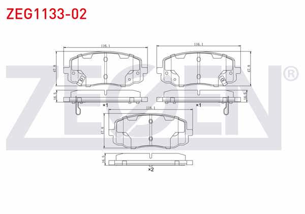 ZEGEN ZEG1133-02 | Fren Balata Ön Ikazlı Kia Picanto (Ba) 1.25 2004-2011 / Picanto (Ba) 1.1İ 2004-2011 / Hyundai i10 (Pa) 1.1İ 12V 2008-2013 / i10 (Ba) 1.0 D-Cvvt 2013-/ i10 (Ba) 1.2 D-Cvvt 2013 -