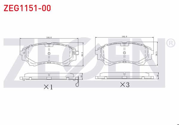 ZEGEN ZEG1151-00 | Fren Balata Ön Ikazlı Ford Ranger 2.5 TDCI 4X4 2002-2006 / Ranger 2.2 TDCI 2002-2006 / Ranger 3.0 TDCI 2002-2006 / Ranger 3.2 TDCI 2002-2006 / Mazda B Serisi (Un) 2.5 D 1998-2006