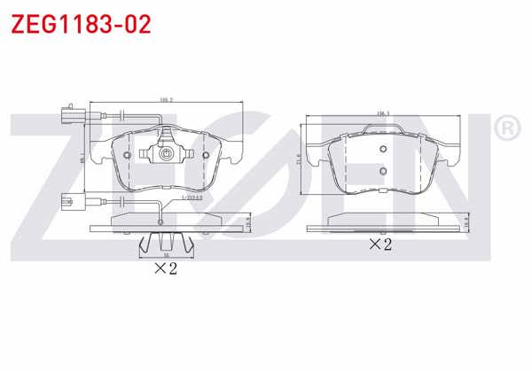 ZEGEN ZEG1183-02 | Fren Balata Ön Fişli Alfa Romeo 159 (939) 1.8 Tbı 2006-2011 / 159 (939) 1.9 Jtdm 2006-2011 / 159 (939) 2.0 Jtdm 2006-2011 / Brera 2.0 Jtdm 2006-2011 / Spıder (939) 2.0 Ts 2006 -
